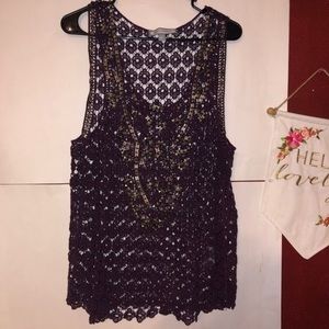 PAOLO CASALINI CROCHET TANK WITH STUDS WOMEN